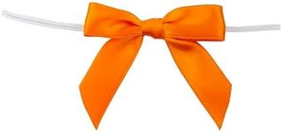 Reliant Ribbon 5171-05803-2X1 Satin Twist Tie Bows - Small Bows, 5/8 Inch X 100 Pieces, Orange