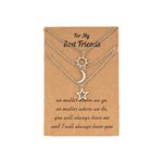 Caiyao 2-3Pcs Sun Crescent Moon Star Pendant Necklace Set Stainless Steel Polished Clavicle Chain Necklace with Message Card for Women Teen Girl Best Friend Friendship Jewelry Gift, Metal, alloy