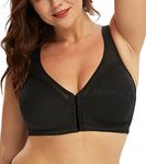 DotVol Front Closure Posture Bra Back Support Full Coverage Wirefree Jacquard Bras(Black,38B)