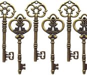 Makhry Mixed 20 Extra Large Antique Bronze Finish Skeleton Keys Rustic Key for Wedding Decoration Favor (Bronze)