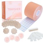 Tbwisher Boob Tape for Breast Lift Boobytape -Sticky Body Tape for Push-up Shape for Breast Support Lift (Beige, one size)