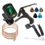 Imaginea Guitar Accessories Kit, Acoustic Guitar changing Full Set Tool Kit, Including Guitar String, Guitar Tuner, Winder Guitar Capo for Acoustic Guitar (12Picks) for Guitar Players Beginners