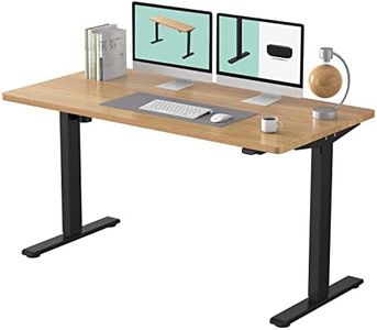FLEXISPOT 55 x 28 Inches Electric Stand Up Desk Workstation, Whole-Piece Desk Board Home Office Computer Standing Table Height Adjustable Desk (EC1 Classic Black Frame + 55" Maple Top)
