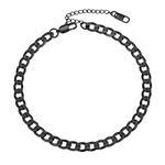 PROSTEEL Anklet for Women Adjustable Ankle Bracelet Cuban Link Foot Chain Summer Beach Jewellery Black 316L Stainless Steel (Send Gift Box)