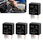 Slykew 4 Pack Car Relay, 5 Pins Relay Without Backrest, 12V Motor System Plug, Auto Starter Adapter Replacement, Nylon Shell Relay, Automotive Parts, Universal for Most Vehicles (Black #1)