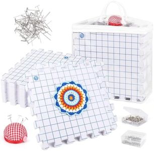 Aeelike Blocking Mats for Knitting, Blocking Mat and Pins, Blocking Mats Set with 9 Knitting Blocking Mats, 200 T-pins, Pin Cushion and Bag, Foam Blocking Mats for Crochet, Extra Large Blocking Board