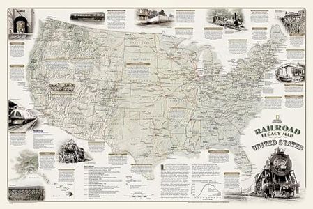 National Geographic Railroad Legacy Map of the United States Wall Map - Laminated (Poster Size: 36 x 24 in) (National Geographic Reference Map)