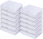 Utopia Towels Premium Washcloth Set (30 x 30 CM) 100% Cotton Face Cloths, Highly Absorbent and Soft Feel Fingertip Towels (12 Pack, White)