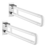 Nisorpa Toilet Grab Rail,2Pcs Foldable Drop Down Toilet Rails,Toilet Safety Handrail Non Slip Toilet Bar Toilet Support Rail for Disabled Elderly - Load up to 300KG