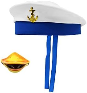 Nicky Bigs Novelties Adult Navy Sailor Duck Beak Nose Cap Hat Mask Captain Halloween Costume Set