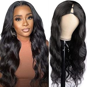 Xagujpo V Part Wig Human Hair Body Wave Wigs Upgrade U Part Wigs Brazilian Virgin Human Hair Wigs For Black Women Glueless Clip In Half Wig V Shape Wigs No Sew In 180% Density Natural Color 28inch