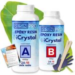 Resin Pro Crystal Clear Epoxy Resin - 1.5kg | Fast Drying, Non-Toxic Clear Epoxy Resin & Hardener for Wood, Fabric, Glass & Paper | DIY Art, Mould Casting, Jewellery Making, Coasters & Surface Coating