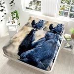 Fitted Sheets King 60x79 inch, Animal Gorilla Pattern Sheets with Pillow Cases - All Around Elastic 30cm Deep Hypoallergenic Microfiber Easy Care No Color Fade for Children and Adults