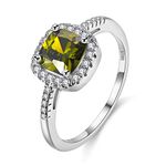 Uloveido Created Emerald Diamond Solitaire Ring for Women, Square Cushion Cut Wedding Anniversary Ring (Green, Size 7) Y3100