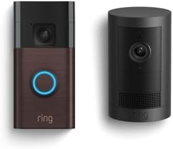 Ring Battery Doorbell, Venetian Bronze with All-new Ring Outdoor Cam Plus, Black