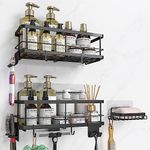 Shower Caddy, Adhesive Improved Shower Shelves [9 detachable shower accessories,Soap Dish], Stainless Steel Bathroom Organizer, Shower Rack for Inside Shower, Shower Storage, Black (BLACK)