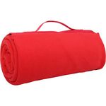 Threadart Portable Sports Stadium Blanket with Carrying Strap | Packable for Travel | Soft Fleece Fabric | 58in x 48in - Red - 5 Colors Available