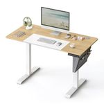 SONGMICS Electric Standing Desk, Height Adjustable Desk, 60 x 120 x (72-120) cm, Continuous Adjustment, Spliced Tabletop, 4 Memorable Heights, Straw Yellow and Classic White LSD015N11