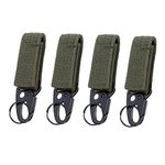 BuxiuGK 4 PCS Belt Clip Tactical Keychain Carabiner Braided Buckle Nylon Webbing with Velcro for Backpacking Climbing Hiking Outdoor,Army Green