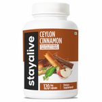 STAY ALIVE Ceylon Cinnamon Supplement, 8-in-1 Extract w/ACV, Turmeric, Ginger, Ginseng, Gymnema, Chromium & Black Pepper Powder, 120 Pills, Non-GMO & Gluten-Free Ceylon Cinnamon Capsules