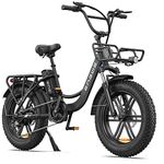 ENGWE Electric Bike for Adults, 20" Fat Tire Step-Through E-Bike for Women - 48V 13A Battery - Shimano 7-Speed - Dual Shock Absorber - Ideal for Commuting & Off-Road Excursions (black)