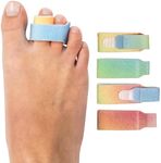 ZenToes Reusable Fabric Buddy Wraps for Broken Toes, Hammertoe Straightener, 4 Count (Original, Rainbow)