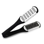 CCbeauty Boar Bristles Clamp Hair Brush Hair Straightener Clamp Comb Hair Detangler Brush Hair Styling Tool Double Sided Brush for Hair