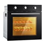 TrailBlaze Powerful 3000W Single Wall Oven – 24" Built-in Electric, 2.5 Cu.Ft Capacity – 8 Cooking Modes: Convection, Air Fry, Steam – Double-Layer Glass, Mechanical Knobs, Easy Clean – Black