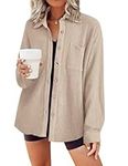 Zeagoo Women's Plain Blouses Women's Waffle Knit Tops V Neck with Buttons Blouse Elegant Tunic Shirts Casual Long Sleeve Top Festive Shirt Khaki XL