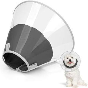 Joypig Dog Cone Collar to Stop Licking, Clear Elizabeth Recovery Collar with Soft Pad for Large, Medium, Small Dogs, Pet Head Cone Alternative After Surgery, Neutering, Injury (S)