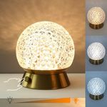 Amingulry Cordless Table Lamp, Rechargeable Battery Operated Lamp, 3 Color Modes & Stepless Dimmable LED Touch Lamps, Portable Crystal Gold Metal Small Decorative Cute Light for Kids Room, Bedroom