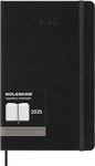 Moleskin Weekly Planner, Vertical Pro 12-Month Agenda 2025, HardCover and Elastic Closure, Black Color, Large Format 13x21 cm