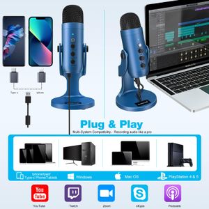 zealsound USB Condenser Microphone – Blue Gaming Mic for PC, PS5, Streaming, Podcast