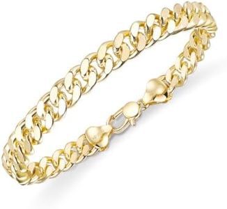 LUCA SMITH 8mm Cuban Bracelet for Women & Men Gold Cuban Link Chains Bracelet for Men Women, 14K Gold Chunky Diamond-Cut Curb Bracelet, Heavy Duty Secure Buckle Non-tarnish Hypoallergenic Jewelry 8.5 Inch