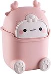 Aiabaleaft Cute Flip Trash Can Cute Animal Shape Trash Cans Cute Desktop Trash Can for Bathrooms,Kitchens,Offices,Waste Basket for Dressing Table(Pink)