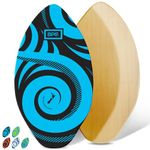 BPS New Zealand ‘Koru’ Skimboards with Colored EVA Grip Pad and High Gloss Clear Coat | Wooden Skim Board with Grip Pad for Kids and Adults (Black, 35 Inch)