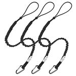 Tool Lanyard，3 Pack Safety Tool Leash，Retractable Bungee Cord with Aluminum Lock Carabiner and Adjustable Loop End, Maximum Weight Limit 13.6KG / 30lb, Fall Restraint with Shock Cord Stopper