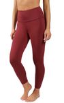 90 Degree By Reflex High Waist Squat Proof Capris - 22” Interlink Workout Capris, Burnt Raspberry, XS