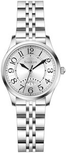 Szaikyri Clasica Reloj Mujer con Numerales Árabes de Tiempo Fácil de Leer Mujer Reloj con Calendario Resistente al Agua (Silver Black)