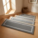 COSY HOMEER Carpet Stair Treads 15pcs Set, Non-Slip Indoor Carpet Treads for Stairs for Kids Elders and Dogs, 100% Polyester Quick Peel Self-adhesive Stair Runner Rug Pads, 22 x 70cm, Grey