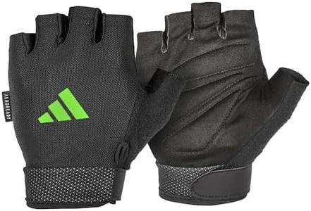 adidas Essential Adjustable Fingerless Gloves for Men and Women - Padded Weight Lifting Gloves - Adjustable Wrist Straps for Tailored, Secure Fit - Lime, Medium