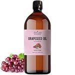 Grapeseed Oil, Cold Pressed Grapeseed Oil, 100% Pure & Natural, Moisturiser and Conditioner, Grapeseed Oil Massage Oil for Hair, Skin, Face, Beard and Aromatherapy, Organic Grapeseed Oil - 1000ml