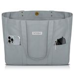 HOMESPON Large Canvas Tote Bag for Women Everything Bag with Pockets and Laptop Sleeve (Grey)