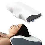 Derila Memory Foam Ergonomic Pillow. The Perfect Bed Pillow (Pack of 1) for Side, Back, Stomach Sleepers. With Contoured Pillow You Will Wake Up Refreshed