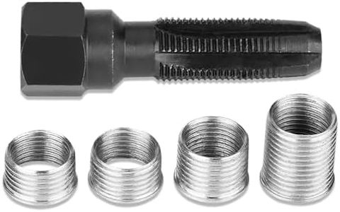 Carbon Steel Spark Plug Rethread Tools, Thread Insert Spark Plug Rethreader with 4 Spark Plug Inserts for 14mm Sparking Plugs Repair