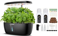 Indoor Garden Hydroponic Growing System: 12 Pods Plant Germination Kit Herb Garden Kit Growth Lamp Countertop with LED Grow Light Hydrophonic Planter Grower Harvest Vegetable Lettuce Black