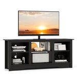 Multigot TV Cabinet for TVs up to 65”, Wooden TV Stand Media Entertainment Center with Adjustable Shelves & Cable Management, Living Room Bedroom TV Unit Console Table for 18” Fireplace (Black)