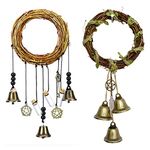 CDIYTOOL 2Pcs Witch Bells Protection Door Hangers, Witch Wind Chimes Wreath, Handmade Hanging Wiccan Magic Wind Chimes for Home Doorknob Witchcraft Decorations