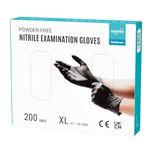 EUROPAPA® 200x Disposable Nitrile Gloves Powder-Free Examination Gloves EN455 EN374 Latex-Free Disposable Gloves in Sizes S, M, L & XL (XL, Black)
