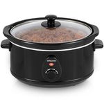 Andrew James 3.5L Slow Cooker, Removeable Easy Clean Ceramic Crock Pot Bowl, 3 Temperature Settings, Energy Efficient, Tempered Glass Lid, Cool Touch Handles & Non-Slip Feet (Black)